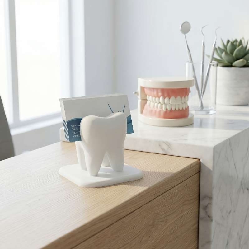 3D Printing Desk - 3D Printed Tooth Shaped Business Card