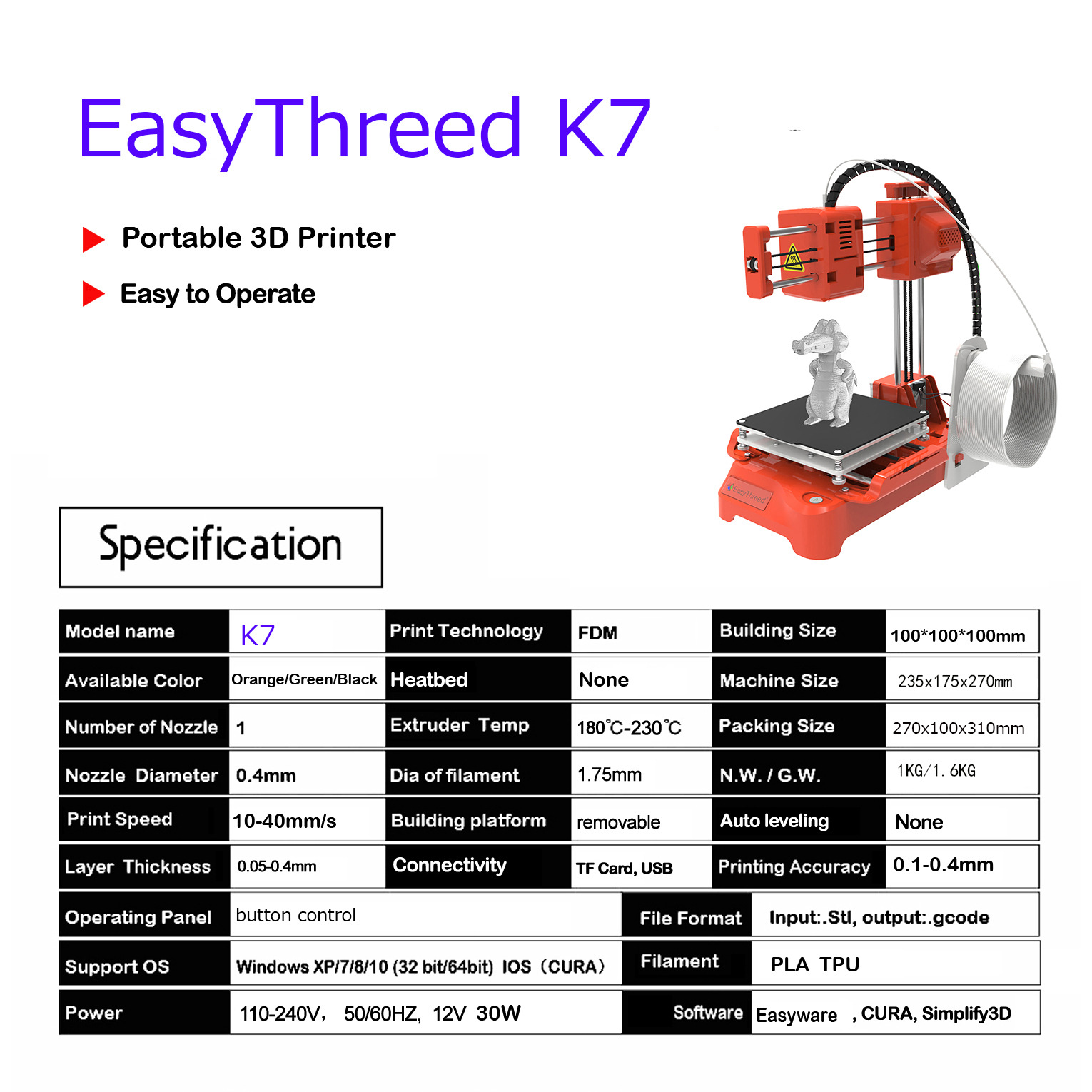 Easythreed K7 Portable Mini De - 3D Printing Nerd recension och pris